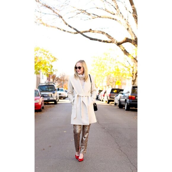 Ann Taylor Sequin Dress Pants  Copper Gold SZ 0 - Picture 2 of 11